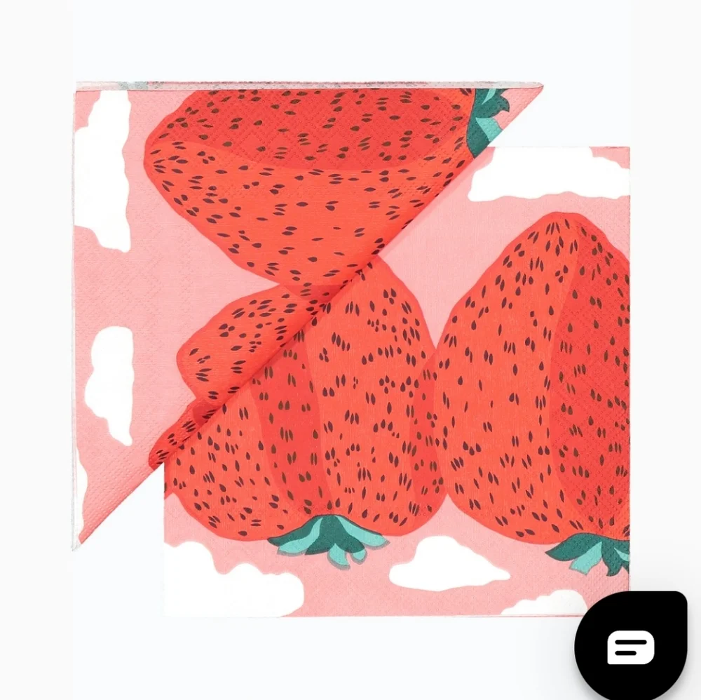 Marimekko Mansikkavuoret Strawberry Mountains Rose Paper Lunch Napkins